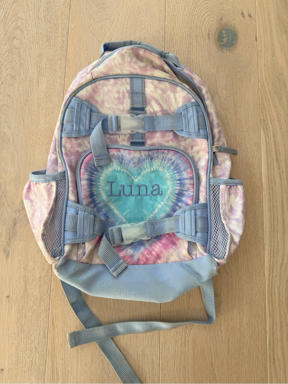Pottery Barn Kids Luna Tie-Dye Heart Backpack - Pink, Blue & Purple